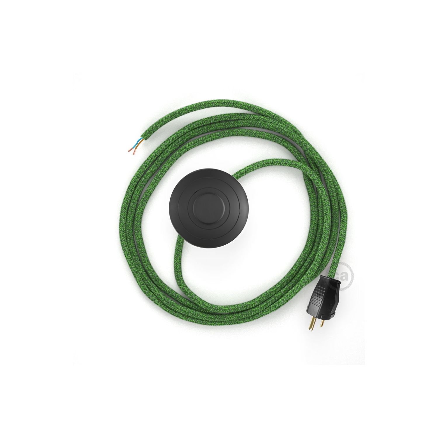 Power Cord with foot switch, RX08 Green Cotton Tweed - Choose color of switch/plug