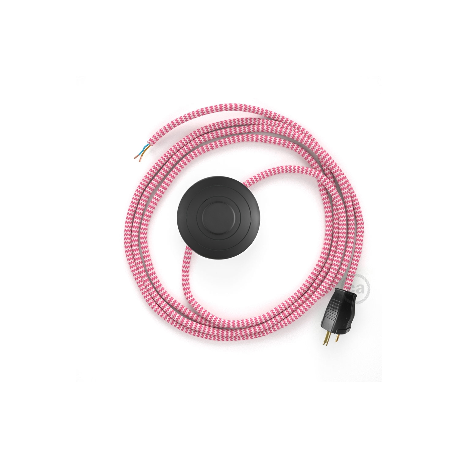 Power Cord with foot switch, RZ08 Fuchsia & White Chevron - Choose color of switch/plug