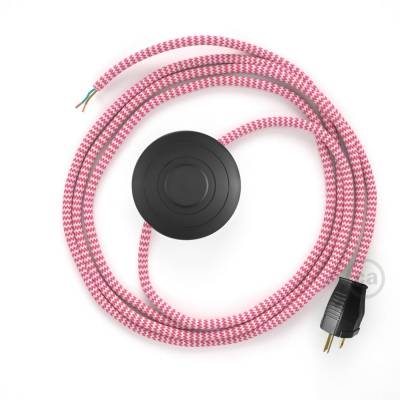 Power Cord with foot switch, RZ08 Fuchsia & White Chevron - Choose color of switch/plug