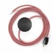 Power Cord with foot switch, RZ09 Red & White Chevron - Choose color of switch/plug