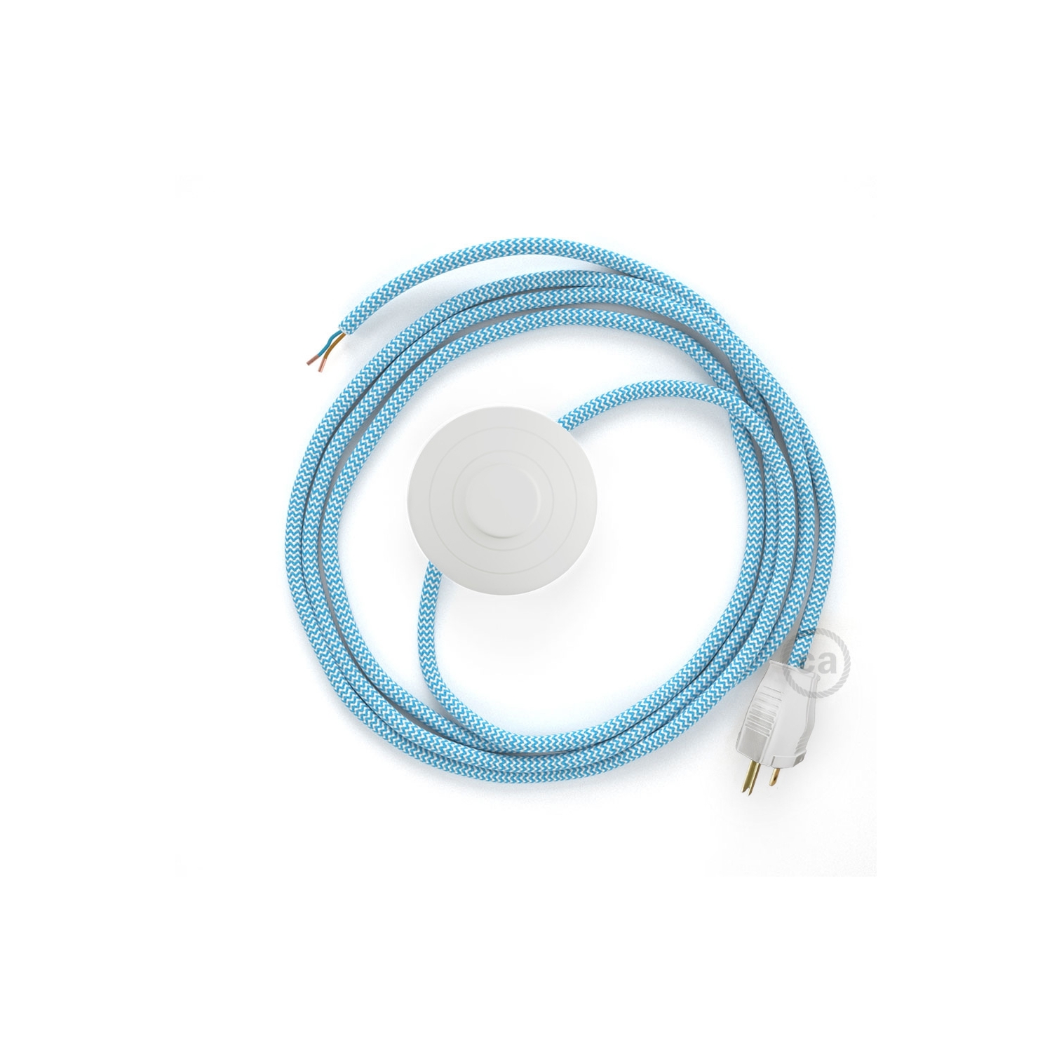 Power Cord with foot switch, RZ11 Light Blue & White Chevron - Choose color of switch/plug
