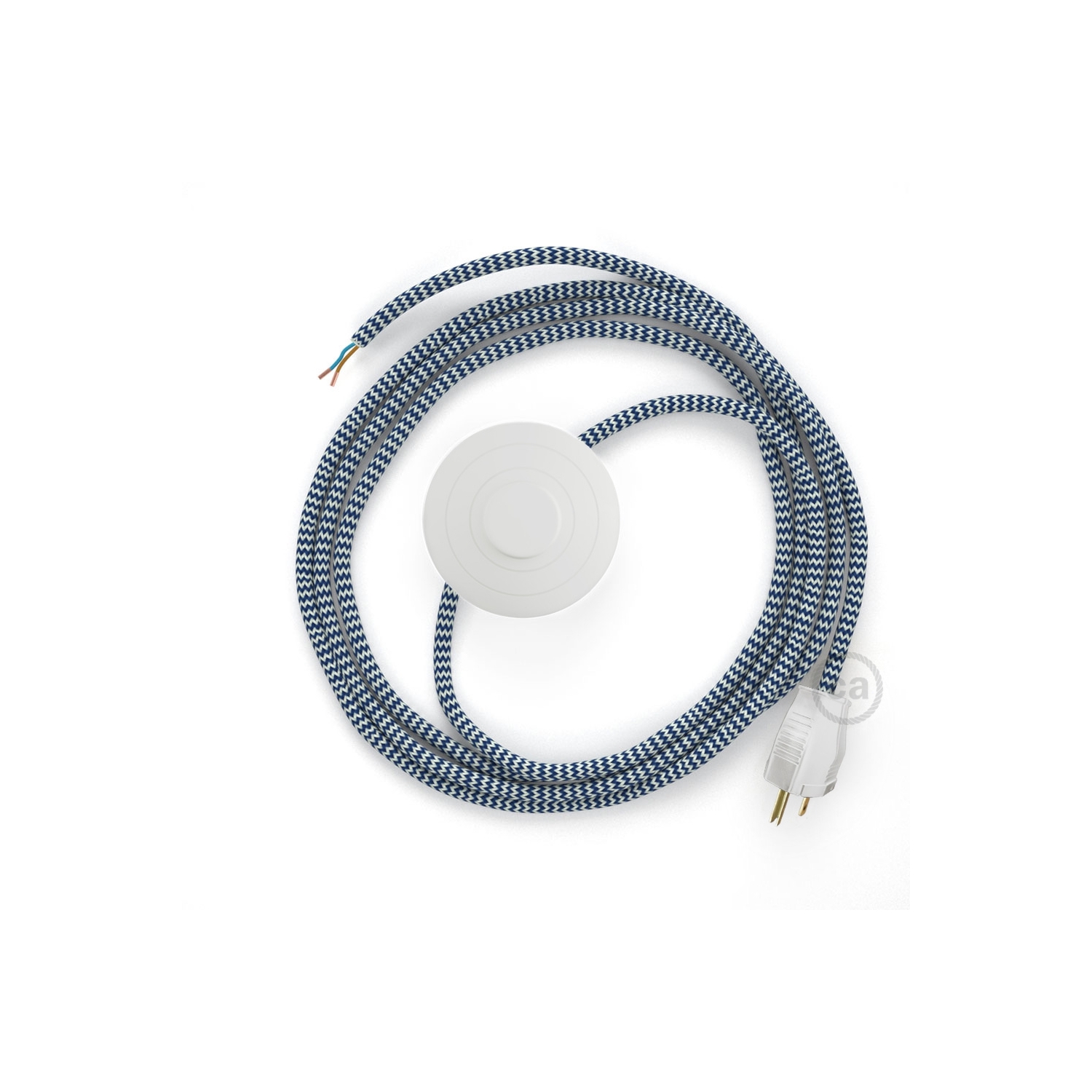 Power Cord with foot switch, RZ12 Blue & White Chevron - Choose color of switch/plug