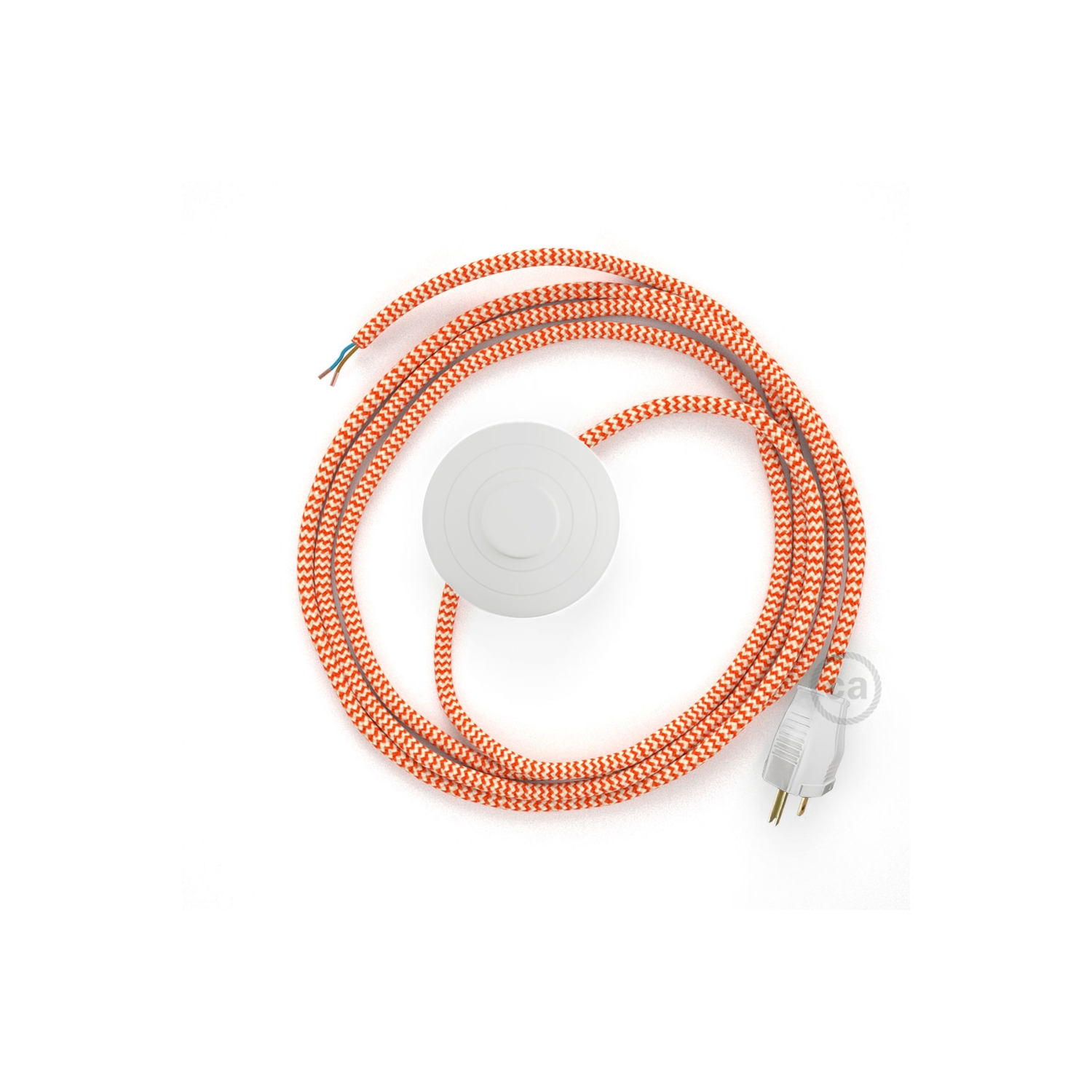 Power Cord with foot switch, RZ15 Orange & White Chevron - Choose color of switch/plug