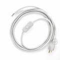 Power Cord with in-line switch, RC01 White Cotton - Choose color of switch/plug