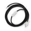 Power Cord with in-line switch, RC04 Black Cotton - Choose color of switch/plug