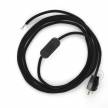 Power Cord with in-line switch, RC04 Black Cotton - Choose color of switch/plug