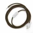 Power Cord with in-line switch, RC13 Brown Cotton - Choose color of switch/plug