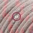 Power Cord with in-line switch, RD51 Natural & Pink Linen Stripe - Choose color of switch/plug
