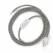 Power Cord with in-line switch, RD53 Natural & Brown Linen Stripe - Choose color of switch/plug