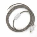 Power Cord with in-line switch, RD62 Natural & Thyme Green Linen CrissCross - Choose color of switch/plug
