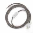 Power Cord with in-line switch, RD64 Natural & Charcoal Linen CrissCross - Choose color of switch/plug