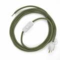 Power Cord with in-line switch, RD72 Natural & Thyme Green Linen Chevron - Choose color of switch/plug