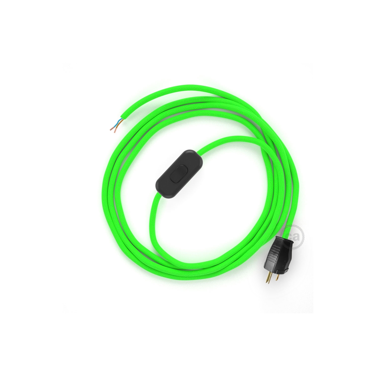 Power Cord with in-line switch, RF06 Neon Green - Choose color of switch/plug