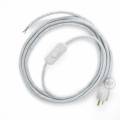 Power Cord with in-line switch, RL01 White Glitter - Choose color of switch/plug