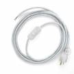 Power Cord with in-line switch, RL01 White Glitter - Choose color of switch/plug