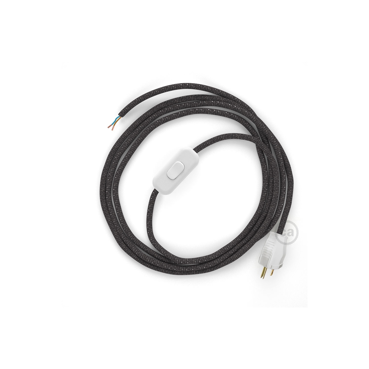 Power Cord with in-line switch, RL03 Gray Glitter - Choose color of switch/plug