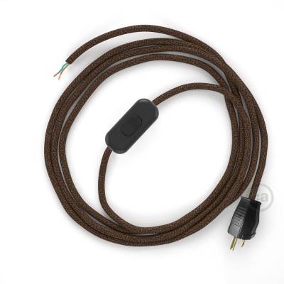 Power Cord with in-line switch, RL13 Brown Glitter - Choose color of switch/plug