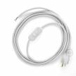 Power Cord with in-line switch, RM01 White Rayon - Choose color of switch/plug