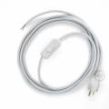Power Cord with in-line switch, RM02 Silver Rayon - Choose color of switch/plug