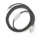 Power Cord with in-line switch, RM03 Gray Rayon - Choose color of switch/plug