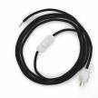 Power Cord with in-line switch, RM04 Black Rayon - Choose color of switch/plug