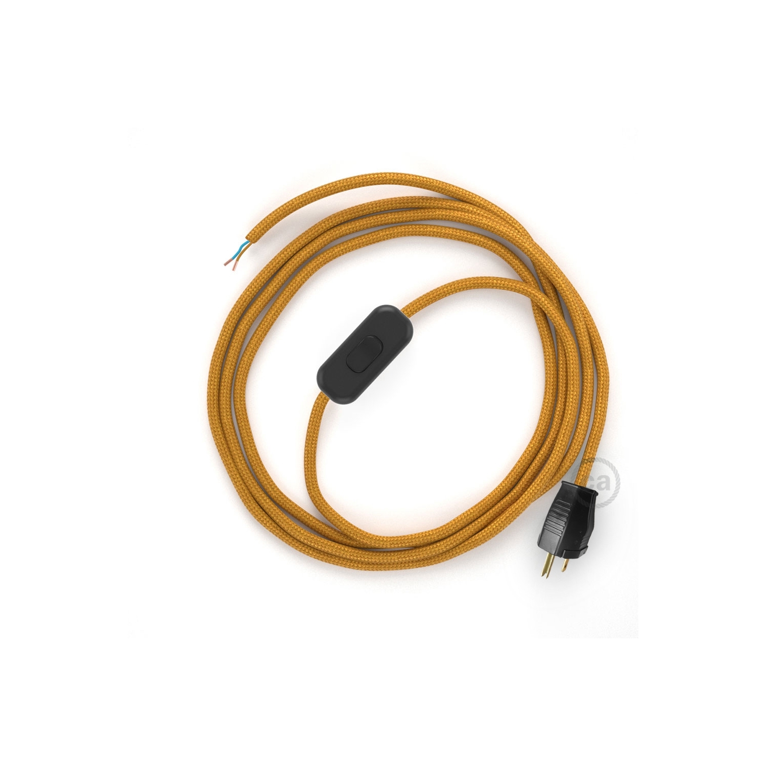 Power Cord with in-line switch, RM05 Gold Rayon - Choose color of switch/plug