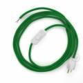 Power Cord with in-line switch, RM06 Green Rayon - Choose color of switch/plug