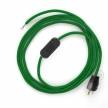 Power Cord with in-line switch, RM06 Green Rayon - Choose color of switch/plug