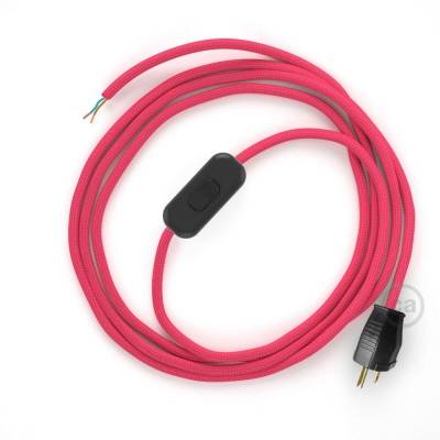 Power Cord with in-line switch, RM08 Fuchsia Rayon - Choose color of switch/plug
