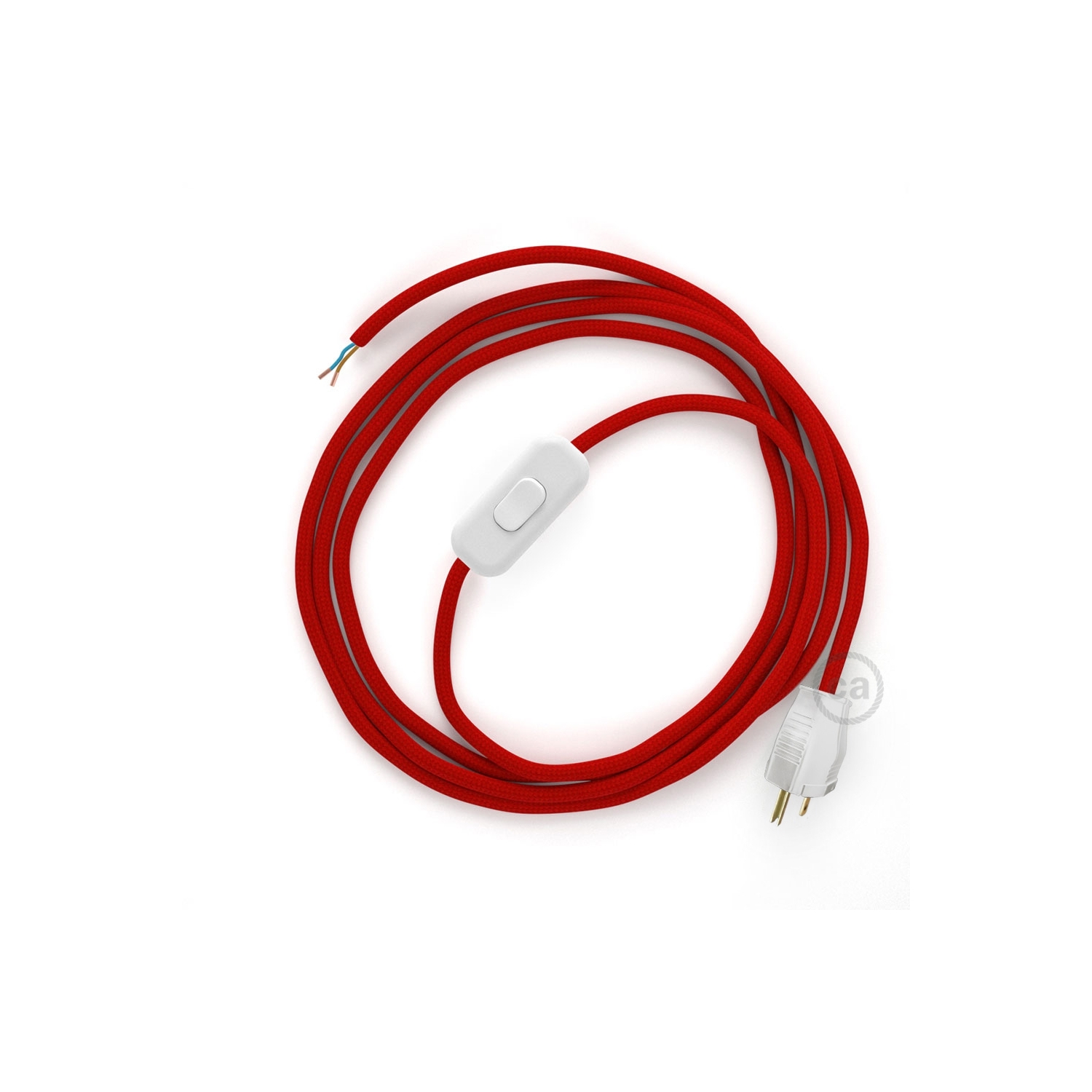 Power Cord with in-line switch, RM09 Red Rayon - Choose color of switch/plug