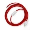 Power Cord with in-line switch, RM09 Red Rayon - Choose color of switch/plug