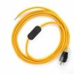 Power Cord with in-line switch, RM10 Yellow Rayon - Choose color of switch/plug
