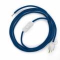 Power Cord with in-line switch, RM12 Blue Rayon - Choose color of switch/plug