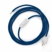 Power Cord with in-line switch, RM12 Blue Rayon - Choose color of switch/plug