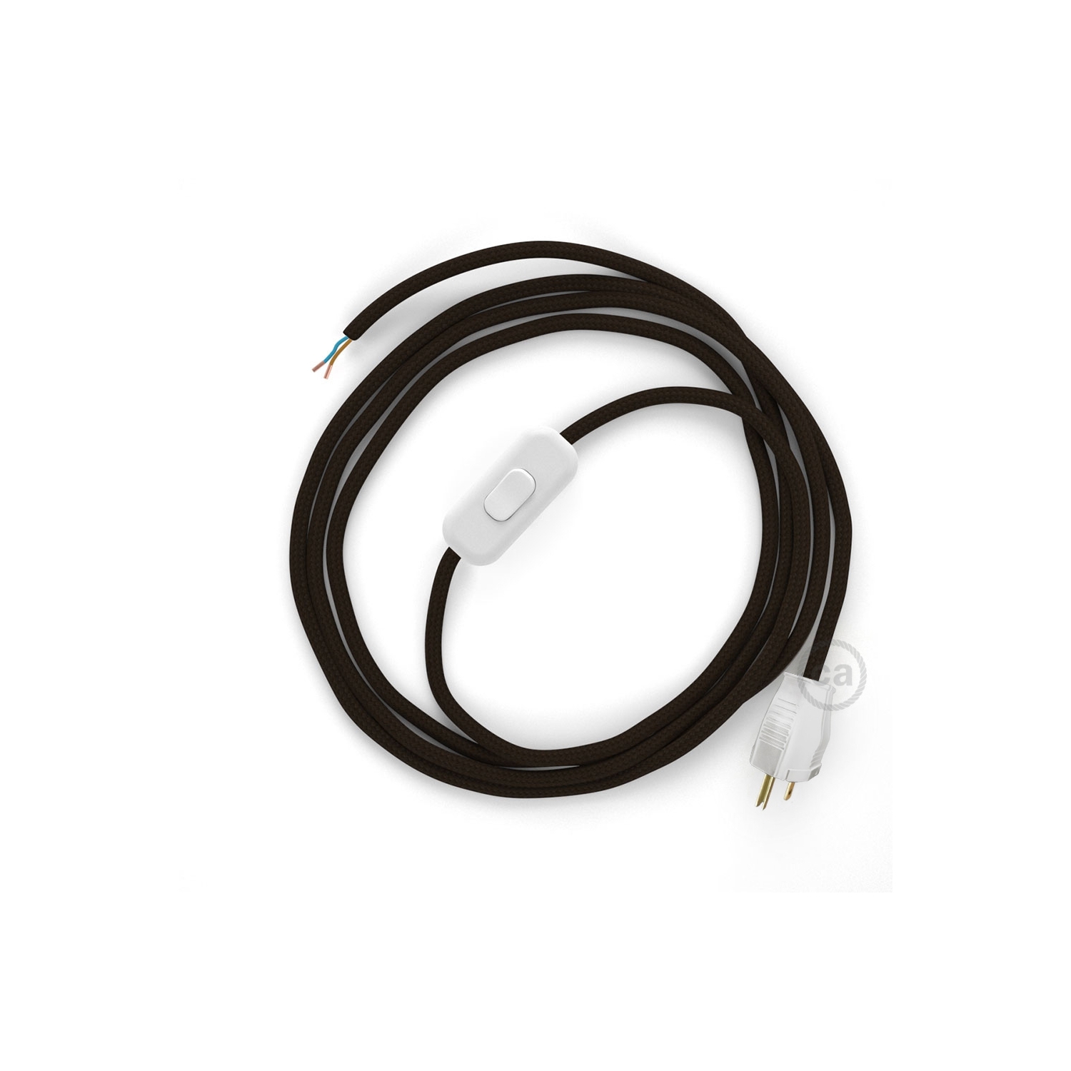 Power Cord with in-line switch, RM13 Brown Rayon - Choose color of switch/plug