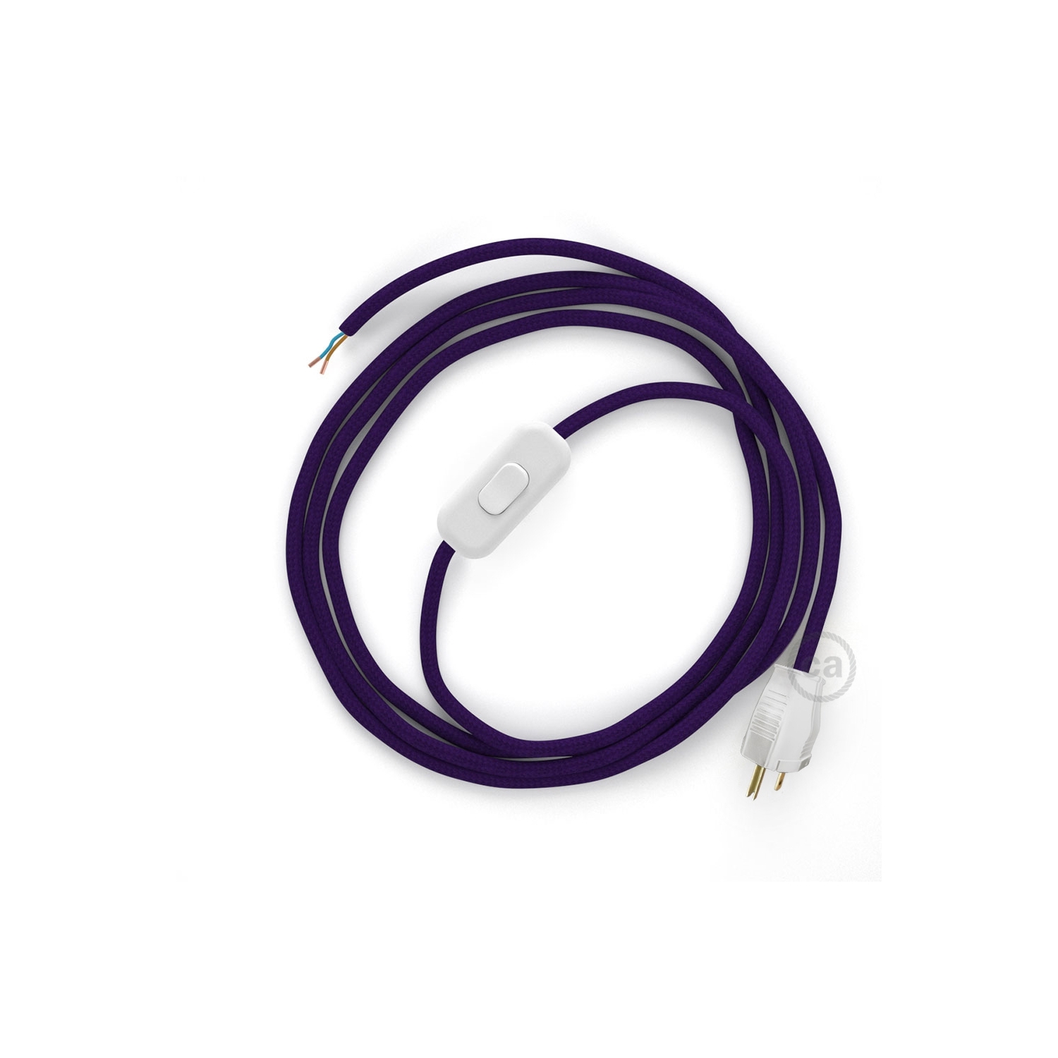 Power Cord with in-line switch, RM14 Violet Rayon - Choose color of switch/plug