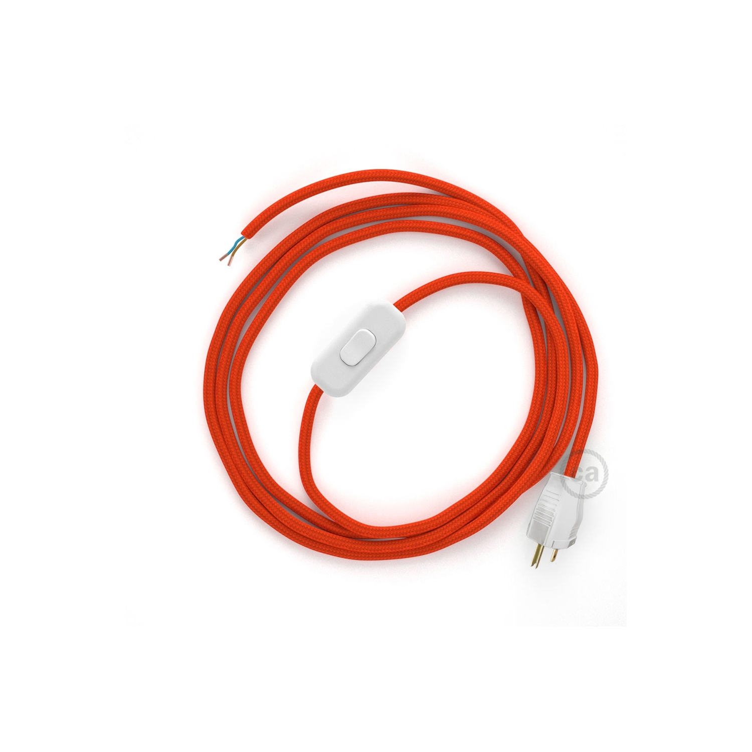Power Cord with in-line switch, RM15 Orange Rayon - Choose color of switch/plug