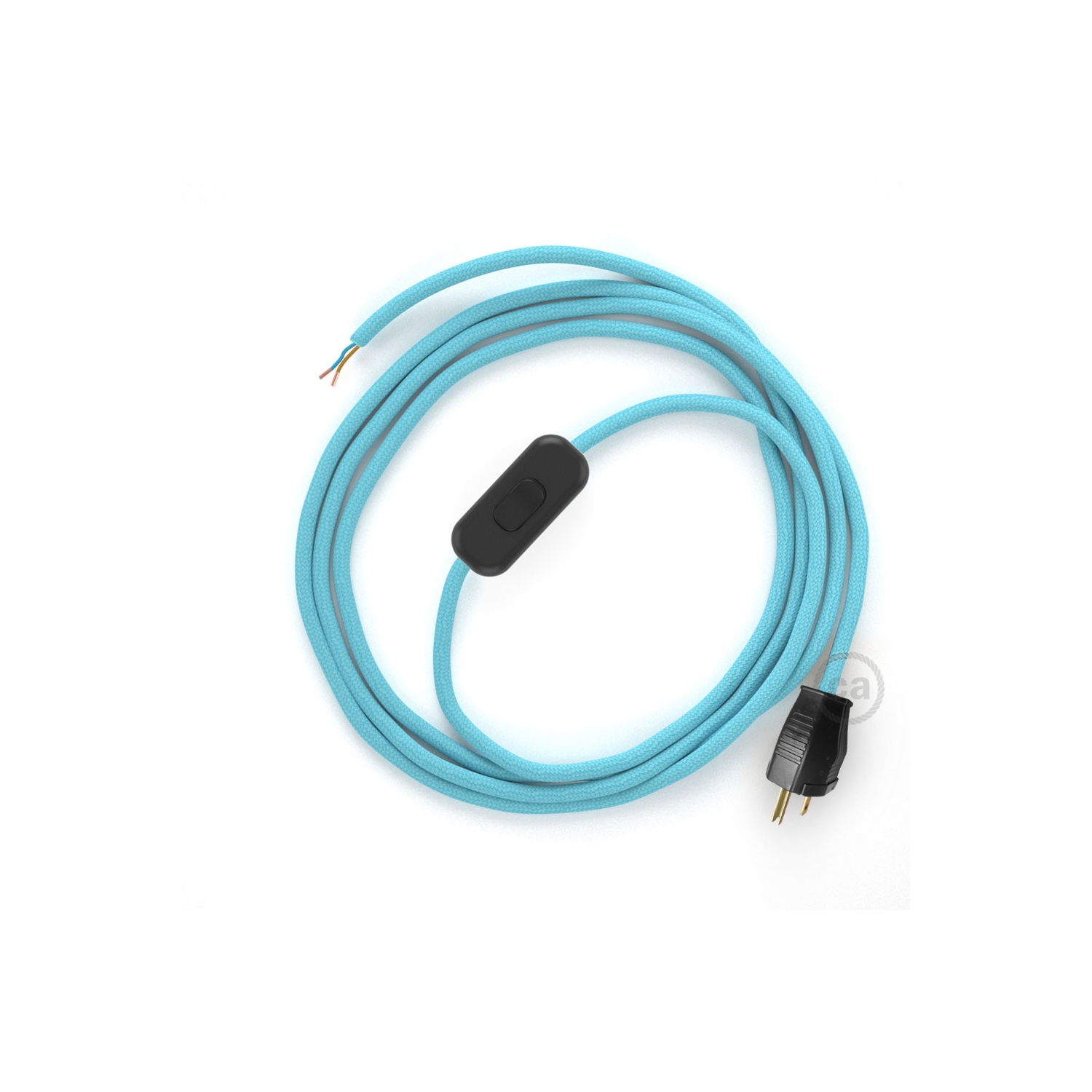 Power Cord with in-line switch, RM17 Baby Blue Rayon - Choose color of switch/plug