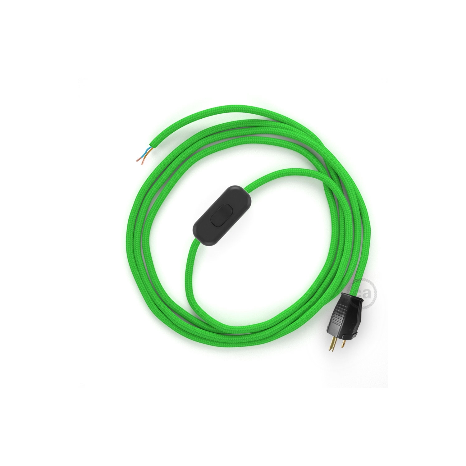 Power Cord with in-line switch, RM18 Lime Green Rayon - Choose color of switch/plug