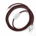 Power Cord with in-line switch, RM19 Burgundy Rayon - Choose color of switch/plug