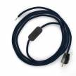 Power Cord with in-line switch, RM20 Dark Blue Rayon - Choose color of switch/plug