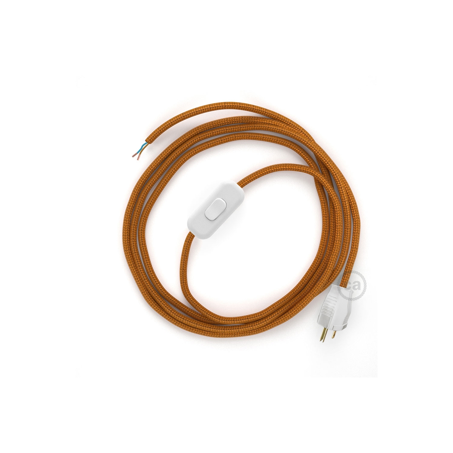Power Cord with in-line switch, RM22 Copper Rayon - Choose color of switch/plug