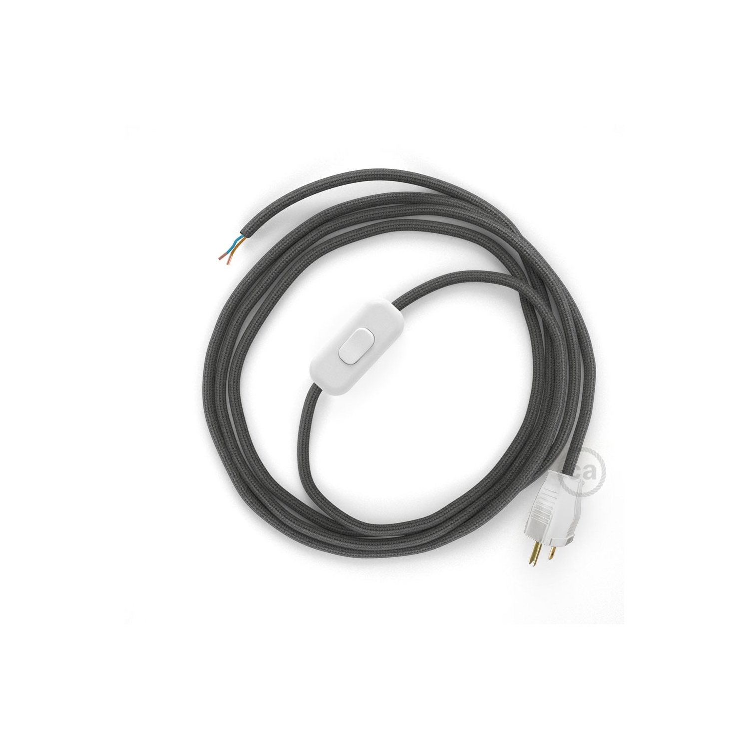 Power Cord with in-line switch, RM26 Dark Gray Rayon - Choose color of switch/plug