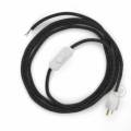 Power Cord with in-line switch, RN03 Charcoal Linen - Choose color of switch/plug