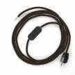Power Cord with in-line switch, RN04 Brown Linen - Choose color of switch/plug