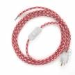 Power Cord with in-line switch, RP09 Red & White Houndstooth - Choose color of switch/plug