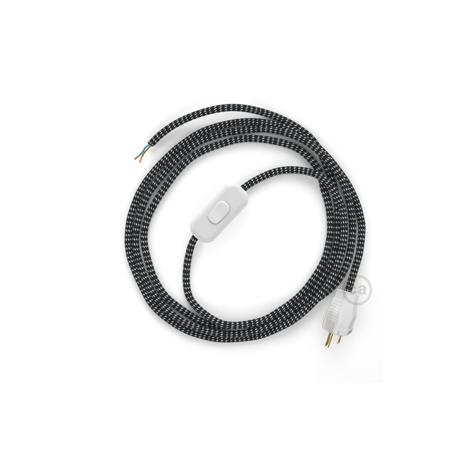 Power Cord with in-line switch, RT41 Black & White Tracer - Choose color of switch/plug