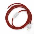 Power Cord with in-line switch, RT94 Red & Black Tracer - Choose color of switch/plug