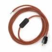 Power Cord with in-line switch, RX07 Orange Cotton Tweed - Choose color of switch/plug