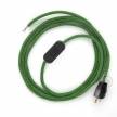 Power Cord with in-line switch, RX08 Green Cotton Tweed - Choose color of switch/plug